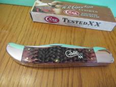 Case XX 2001 Cranberry Bone Silver Script Folding Hunter Pattern # 6265 SS