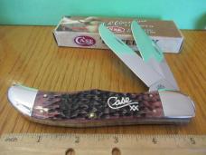 Case XX 2001 Cranberry Bone Silver Script Folding Hunter Pattern # 6265 SS