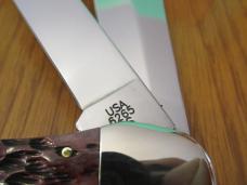 Case XX 2001 Cranberry Bone Silver Script Folding Hunter Pattern # 6265 SS