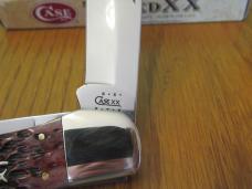 Case XX 2001 Cranberry Bone Silver Script Folding Hunter Pattern # 6265 SS