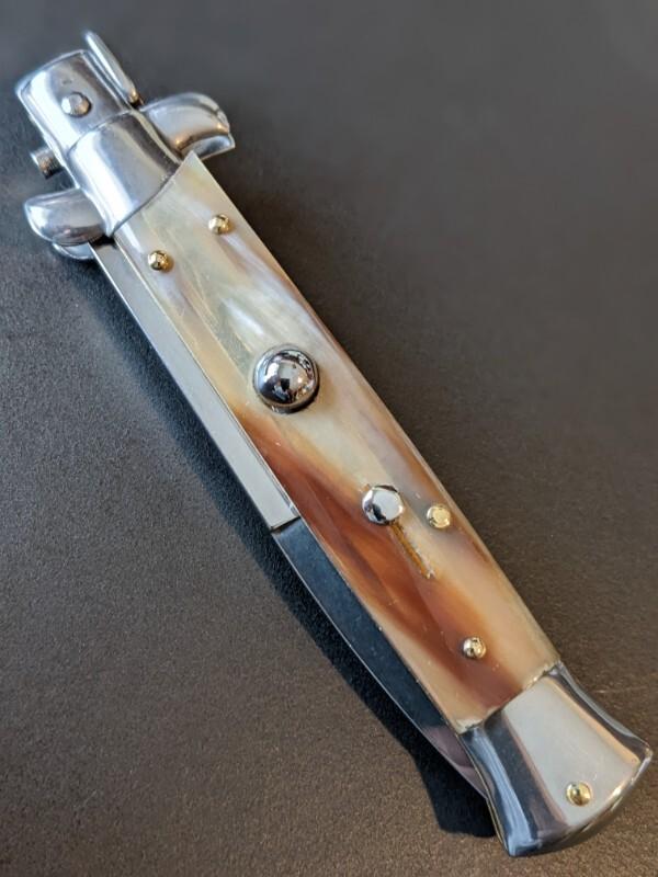 FRANK BELTRAME 23CM 9" BAYONET AUTO IN BRAZILIAN HONEY HORN...NEW FRANK BELTRAME 23CM 9" BAYONET AUTO IN BRAZILIAN HONEY HORN...NEW