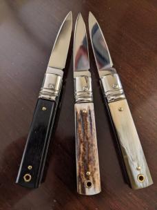 AGA CAMPOLIN SLIM LEVERLOCK 15CM 6" TRIO...STAG, BRAZILIAN HORN, EBONY WOOD AGA CAMPOLIN SLIM LEVERLOCK 15CM 6" TRIO...STAG, BRAZILIAN HORN, EBONY WOOD