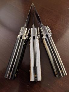 AGA CAMPOLIN SLIM LEVERLOCK 15CM 6" TRIO...STAG, BRAZILIAN HORN, EBONY WOOD AGA CAMPOLIN SLIM LEVERLOCK 15CM 6" TRIO...STAG, BRAZILIAN HORN, EBONY WOOD