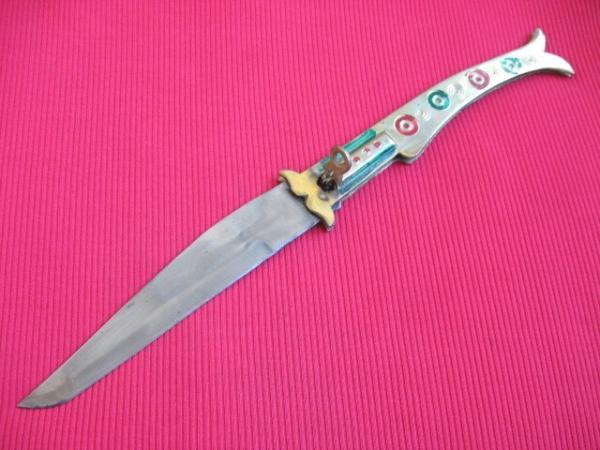 Large 14 1/2" Made in India Brass Leverlock Switchblade Knife Large 14 1/2" Made in India Brass Leverlock Switchblade Knife
