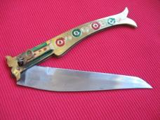 Large 14 1/2" Made in India Brass Leverlock Switchblade Knife Large 14 1/2" Made in India Brass Leverlock Switchblade Knife