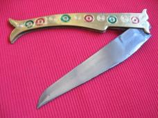 Large 14 1/2" Made in India Brass Leverlock Switchblade Knife Large 14 1/2" Made in India Brass Leverlock Switchblade Knife
