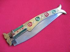 Large 14 1/2" Made in India Brass Leverlock Switchblade Knife Large 14 1/2" Made in India Brass Leverlock Switchblade Knife