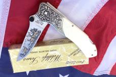 Vintage Frost (Custom Design Wildlife Series) w/ Ivory Micarta Handles, Gold Deer Blade Etch -NOS Vintage Frost (Custom Design Wildlife Series) w/ Ivory Micarta Handles, Gold Deer Blade Etch -NOS