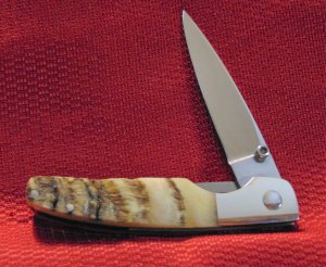 N.L. SMITH , GATLINBURG TN. CUSTOM MADE LINER LOCK RAMS HORN HANDLES , DECEASED 