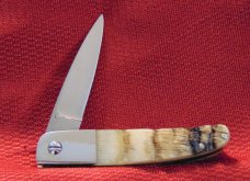 N.L. SMITH , GATLINBURG TN. CUSTOM MADE LINER LOCK RAMS HORN HANDLES , DECEASED 