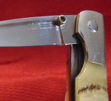 N.L. SMITH , GATLINBURG TN. CUSTOM MADE LINER LOCK RAMS HORN HANDLES , DECEASED 
