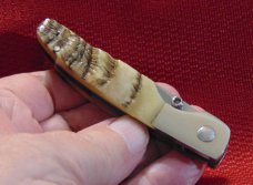 N.L. SMITH , GATLINBURG TN. CUSTOM MADE LINER LOCK RAMS HORN HANDLES , DECEASED 
