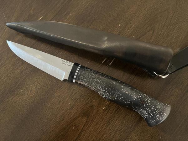 Finnish Puukko knife, (Model 2), best all-round knife, hand fit sheath included. Finnish Puukko knife, (Model 2), best all-round knife, hand fit sheath included.