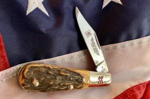 Zwilling  J A Henckels 1 Blade "Hand Forged" Barlow (HK-14-S) with Nice Stag Handles -NOS