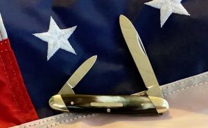 Vintage J A Henckels 2 Blade Gentlemens Knife w/ Buffalo Horn Handles -NOS