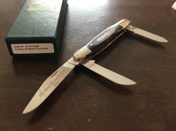 2009 AAPK Club Knife - Canal Street Cutlery Manufactured 4" Stockman - 440C Steel Blades 2009 AAPK Club Knife - Canal Street Cutlery Manufactured 4" Stockman - 440C Steel Blades