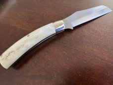 Folding wharncliffe humpback, stag scales, THICK AEB-L stainless blade/spring, NS liners & bolsters