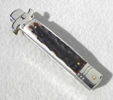 NEW AKC ITALIAN LEVERLETTO 8" GENUINE STAG WITH NEW MODIFIED BAYONET BLADE NICKEL SILVER BOLSTERS 