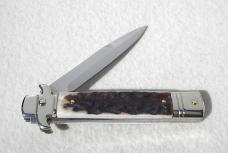 NEW AKC ITALIAN LEVERLETTO 8" GENUINE STAG WITH NEW MODIFIED BAYONET BLADE NICKEL SILVER BOLSTERS 