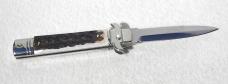NEW AKC ITALIAN LEVERLETTO 8" GENUINE STAG WITH NEW MODIFIED BAYONET BLADE NICKEL SILVER BOLSTERS 
