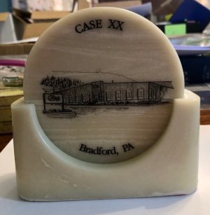 One of a Kind Set of 1989 Case Marble Coasters in Marble Stand
