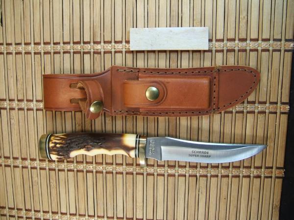 SCHRADE U.S.A. UNCLE HENRY 153UH GOLDEN SPIKE FIXED BLADE HUNTING KNIFE MINT NEW CONDITION W/SHEATH