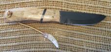 Jay Bigler “late period” fixed-blade knife with leather sheath Jay Bigler “late period” fixed-blade knife with leather sheath
