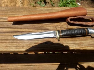 WESTERN BIRD AND TROUT KNIFE WITH CUSTOM SHEATH