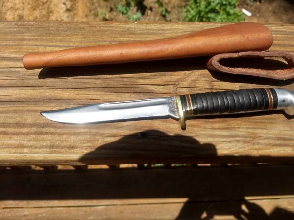 WESTERN BIRD AND TROUT KNIFE WITH CUSTOM SHEATH WESTERN BIRD AND TROUT KNIFE WITH CUSTOM SHEATH