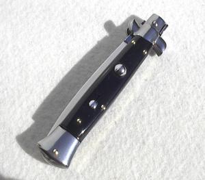 NEW FRANK BELTRAME 9" BLACK ACRYLIC SCALES ITALIAN STILETTO