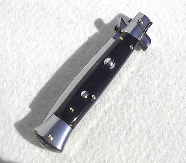 NEW FRANK BELTRAME 9" BLACK ACRYLIC SCALES ITALIAN STILETTO