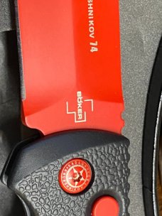 *NEW* Boker Kalashnikov Automat 74, Black Widow, 3.25" Dagger Blade, Red D2 Steel, 4.25" Closed *NEW* Boker Kalashnikov Automat 74, Black Widow, 3.25" Dagger Blade, Red D2 Steel, 4.25" Closed