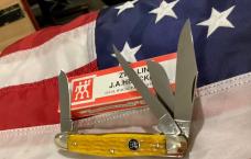 Vintage J A Henckels 4 Blade Stockman (HK-25-YP) with Yellow Handles & Black Shield -NOS