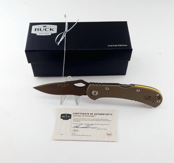 Buck Custom 722 Spitfire Knife Coyote Tan Cerakote with COA Buck Custom 722 Spitfire Knife Coyote Tan Cerakote with COA