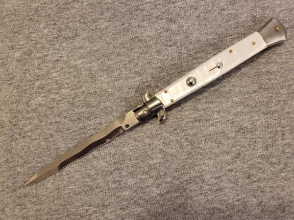 *NEW* 11" Frank Beltrame White Pearlex Italian Stiletto w/ KRISS Blade