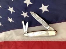 Vintage Bulldog Brand 3 Blade Celebrated Angelo Saxon Knife Whittler w Fiery Mother of Pearl Handles Vintage Bulldog Brand 3 Blade Celebrated Angelo Saxon Knife Whittler w Fiery Mother of Pearl Handles