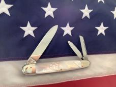 Vintage Bulldog Brand 3 Blade Celebrated Angelo Saxon Knife Whittler w Fiery Mother of Pearl Handles Vintage Bulldog Brand 3 Blade Celebrated Angelo Saxon Knife Whittler w Fiery Mother of Pearl Handles