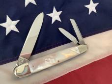 Vintage Bulldog Brand 3 Blade Celebrated Angelo Saxon Knife Whittler w Fiery Mother of Pearl Handles Vintage Bulldog Brand 3 Blade Celebrated Angelo Saxon Knife Whittler w Fiery Mother of Pearl Handles