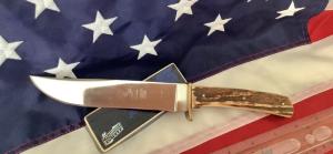 Vintage J A Henckels Mdl# 600 - 5 1/2 Skinning /Hunting /Camping knife -Great STAG Handles!
