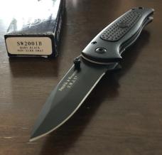 Smith & Wesson dual action black baby S.W.A.T. knife - SW2001B- 440 Steel plain edge blade