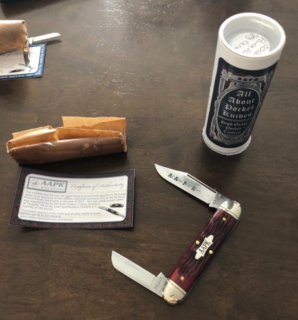 2017 AAPK Club Knife - 3 3/4" Churchill - Rust Red Jigged Bone- 1095 Steel Blades 2017 AAPK Club Knife - 3 3/4" Churchill - Rust Red Jigged Bone- 1095 Steel Blades