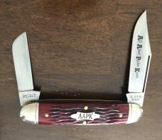 2017 AAPK Club Knife - 3 3/4" Churchill - Rust Red Jigged Bone- 1095 Steel Blades 2017 AAPK Club Knife - 3 3/4" Churchill - Rust Red Jigged Bone- 1095 Steel Blades