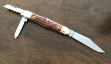 2013 AAPK Club Knife - 3 3/8" Swell Center Whittler - Autumn Gold Jigged Bone- 1095 Steel Blades 2013 AAPK Club Knife - 3 3/8" Swell Center Whittler - Autumn Gold Jigged Bone- 1095 Steel Blades