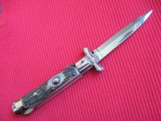 Italian MEDICI Style Stag Swing Guard STILETTO Switchblade Knife Italian MEDICI Style Stag Swing Guard STILETTO Switchblade Knife