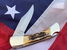 J A Henckels Lg 4 & 1/2” Folding Hunter with Nice Stag Handles J A Henckels Lg 4 & 1/2” Folding Hunter with Nice Stag Handles