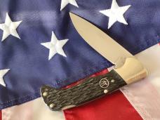 J A Henckels (HK-135-CHFL) Folding Hunter Pocket Knife with Nice Grey Chipped Flint Handles -NOS