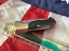 J A Henckels (HK-135-CHFL) Folding Hunter Pocket Knife with Nice Grey Chipped Flint Handles -NOS