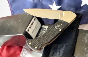 J A Henckels (HK-135-CHFL) Folding Hunter Pocket Knife with Nice Grey Chipped Flint Handles -NOS