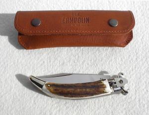 NEW A.G.A. CAMPOLIN SHELL PULLER LEVER LOCK GENUINE STAG NICKEL SILVER BOLSTERS 