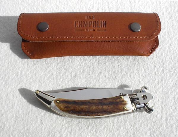 NEW A.G.A. CAMPOLIN SHELL PULLER LEVER LOCK GENUINE STAG NICKEL SILVER BOLSTERS 